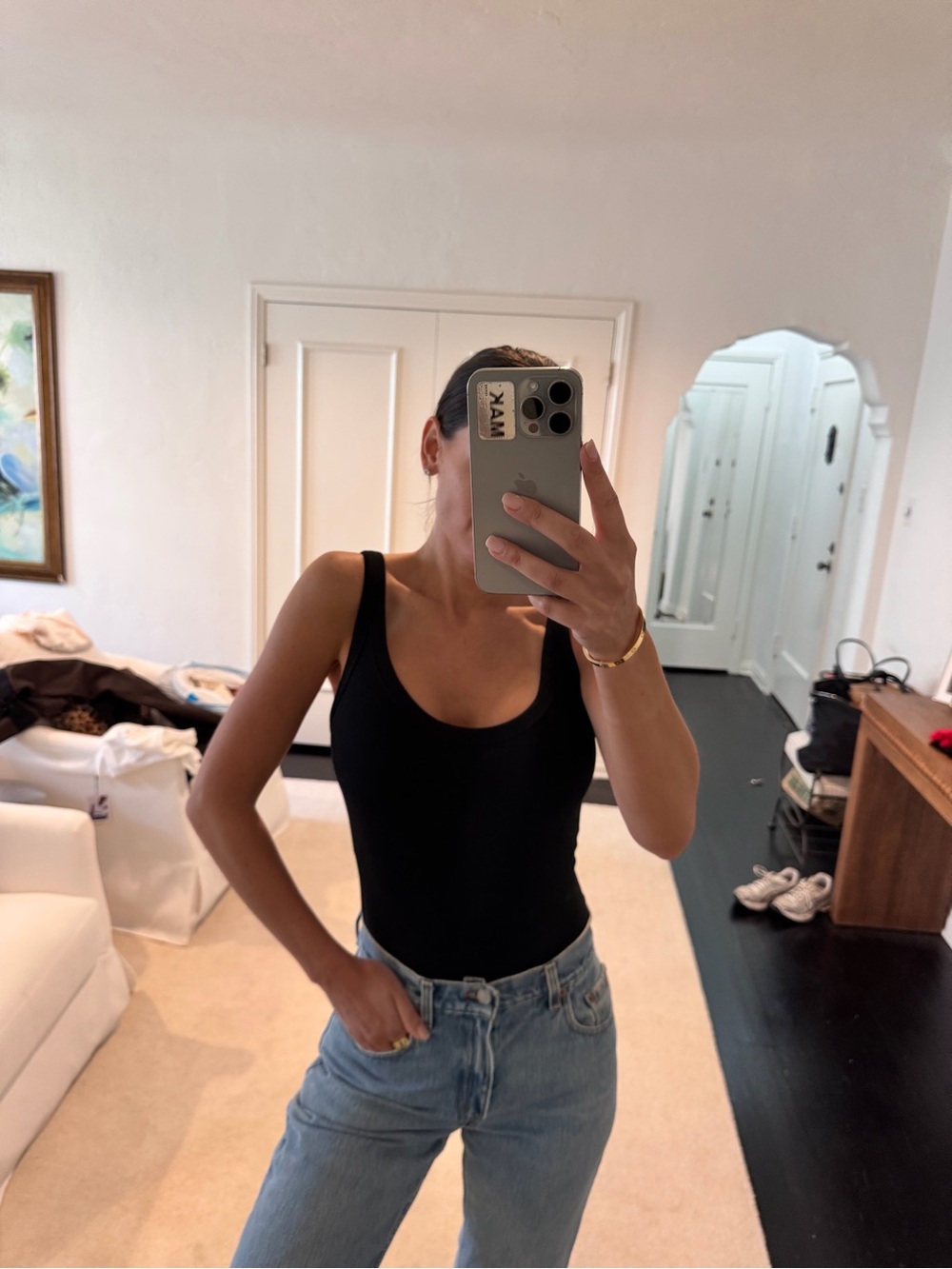 Zara Black Ribbed Tank Bodysuit